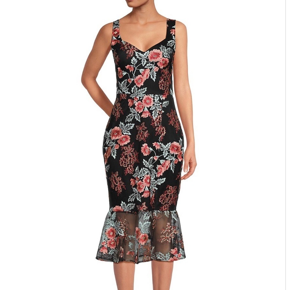 Guess Floral Lace Peplum Dress NEW